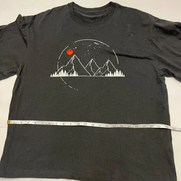 Mountain/Moon/Outdoor Graphic/Vinyl T-Shirt Shirt Sleeve Dark Gray XL - Picture 6 of 7